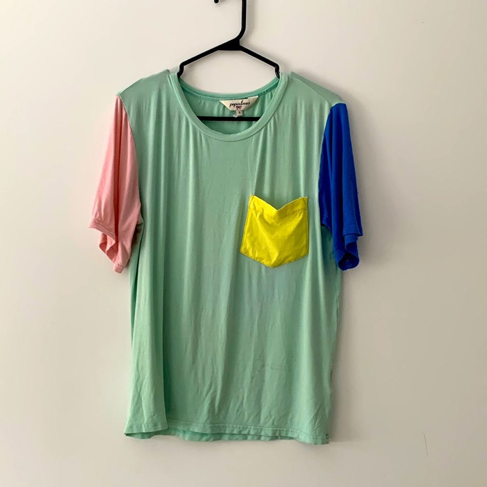 Pepaloves color block pastel t-shirt